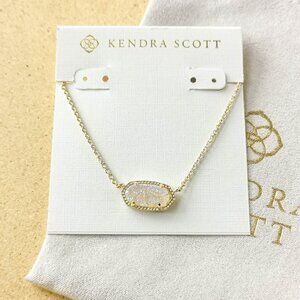 NEW Kendra Scott Gold Iridescent Drusy Elisa Pendant Necklace